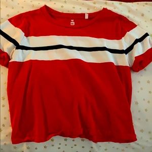red cropped t shirt